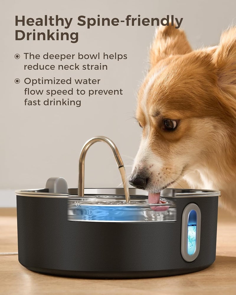 smartoo Stainless Steel Dog Water Fountain Bowl Cat Water Fountain with Replacement Filters, Great for Large Dogs Cats and Multi-Pet Home, 7L Large Pet Water Fountain Dispenser(Black) - Image 5